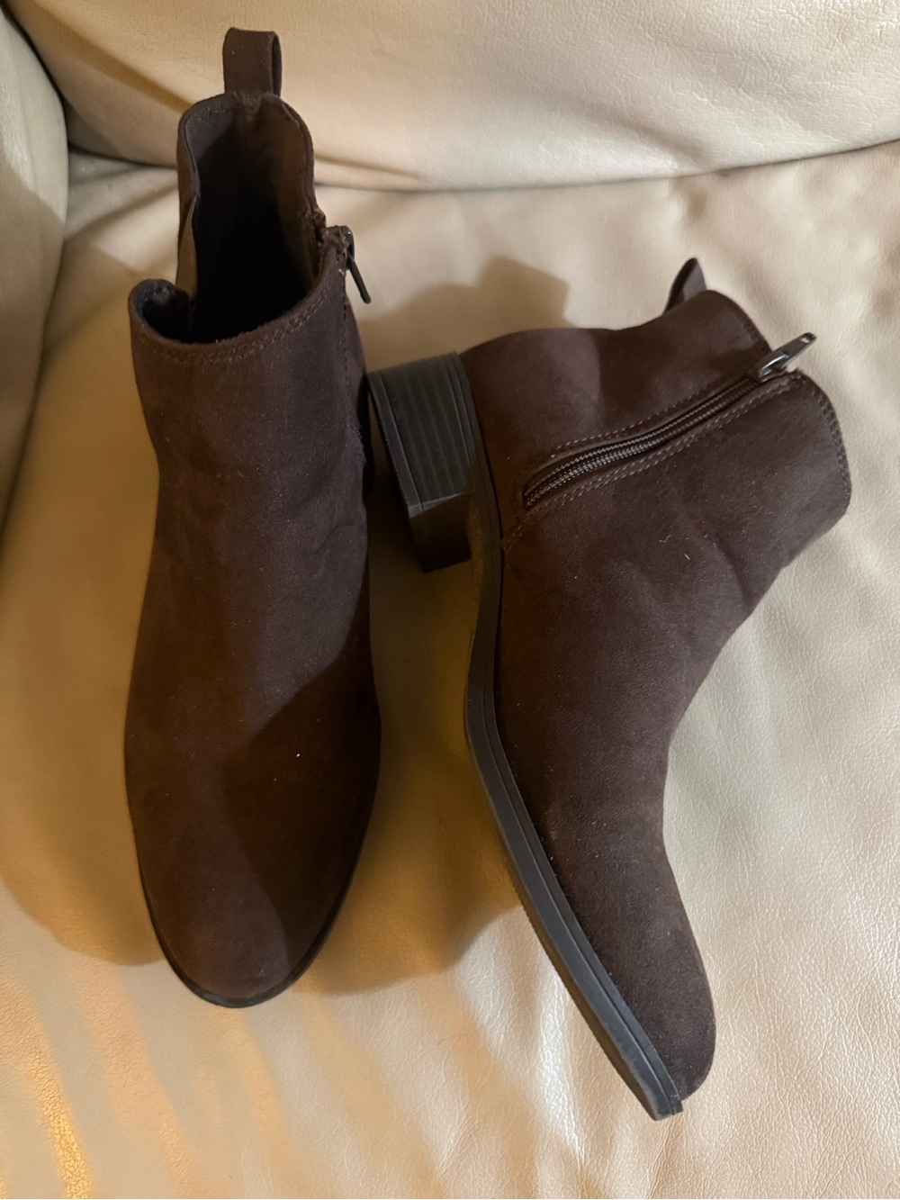 SO Brown Suede Ankle Booties with Side Zip